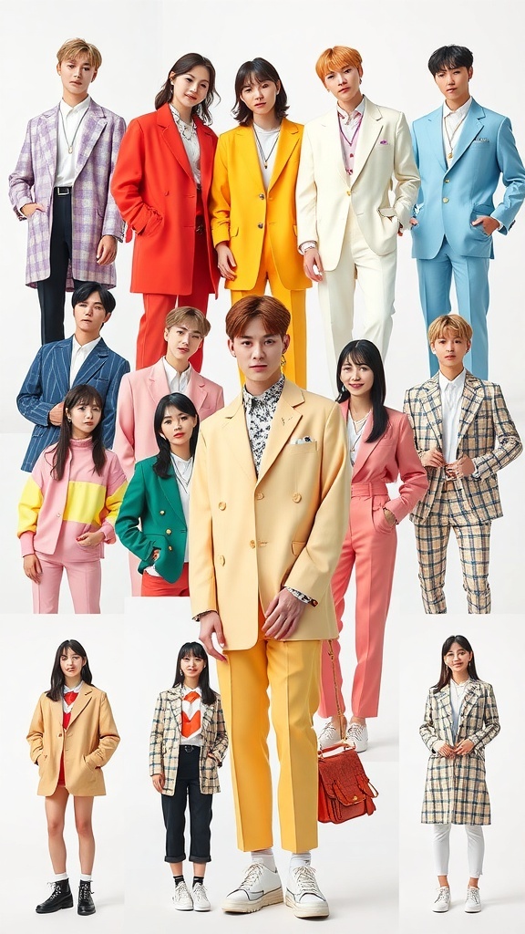 BTS Butter 8th Member Outfits BTS members in colorful outfits from Butter music video, including the 8th member